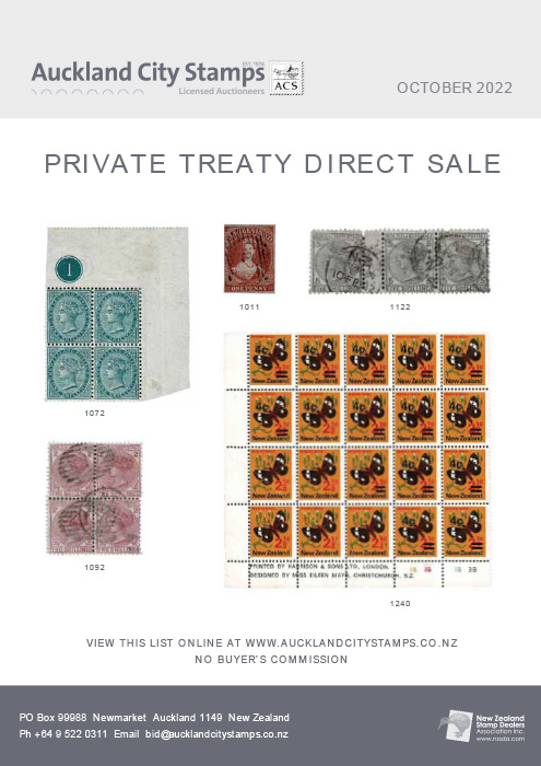 Direct Sale October 2022 Auckland City Stamps
